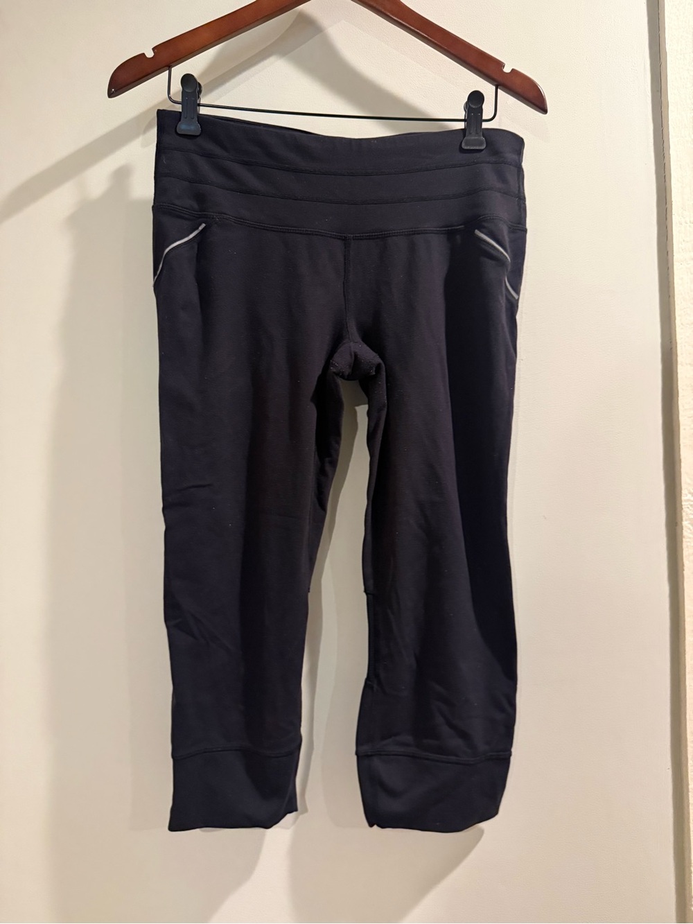 Athleta Black Capri Leggings with Reflective Trim